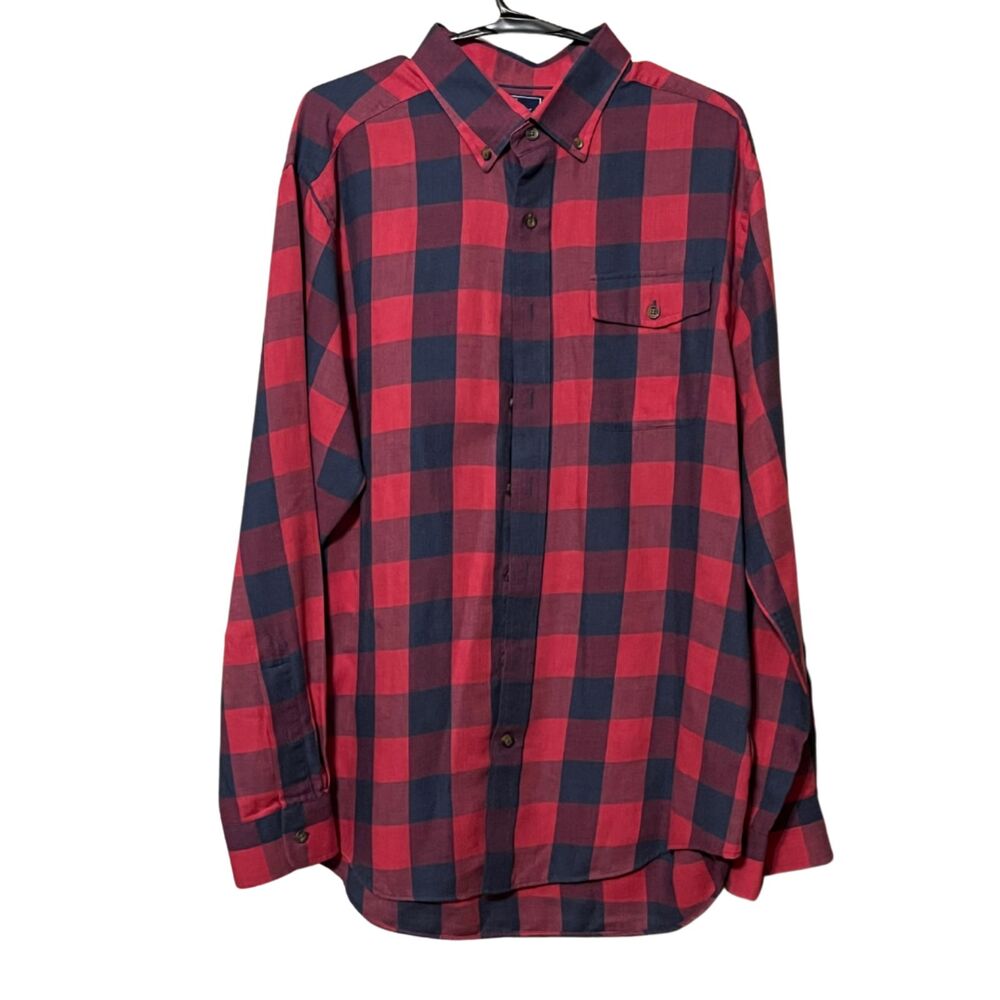 Men's Vineyard Vines Sz L Slim Fit Crosby Shirt Red and Blue Cotton Linen